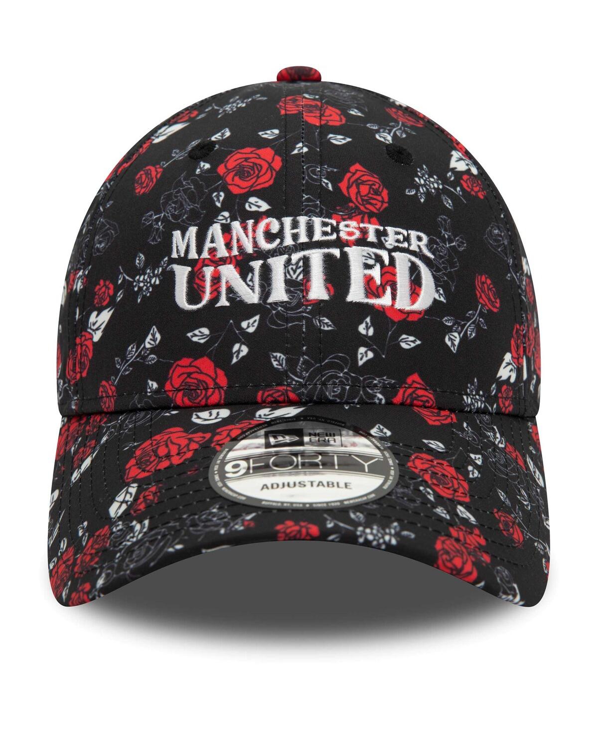 Men's New EraManchester United Floral 9FORTY Adjustable Hat - Black