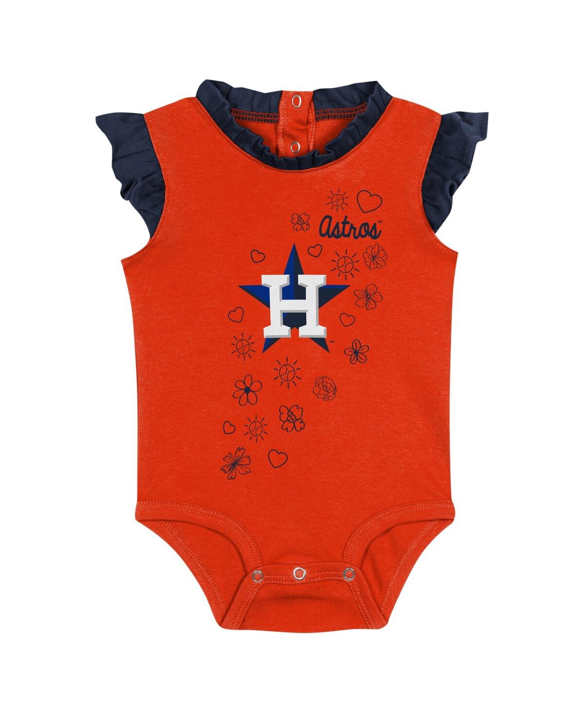 Shop Outerstuff Baby Girls Fanatics Orange Houston Astros Happy Baseball Bodysuit, Bib And Bootie Set