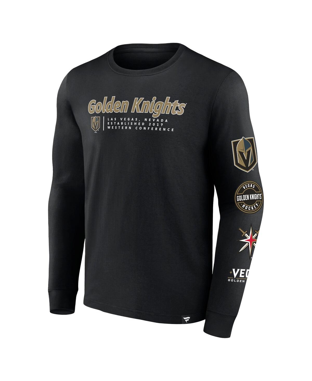 Fanatics Branded Black Vegas Golden Knights Strike The Goal Long Sleeve T-shirt In Black