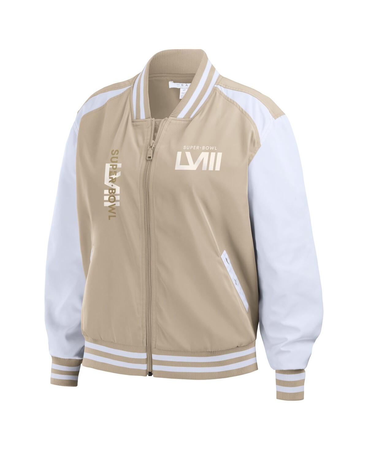 Wear By Erin Andrews Women's  Tan Super Bowl Lviii Tonal Full-zip Jacket In Tan