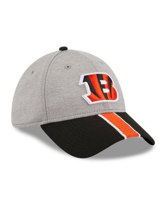 Men's Heather Gray, Black Cincinnati Bengals Striped 39THIRTY Flex Hat