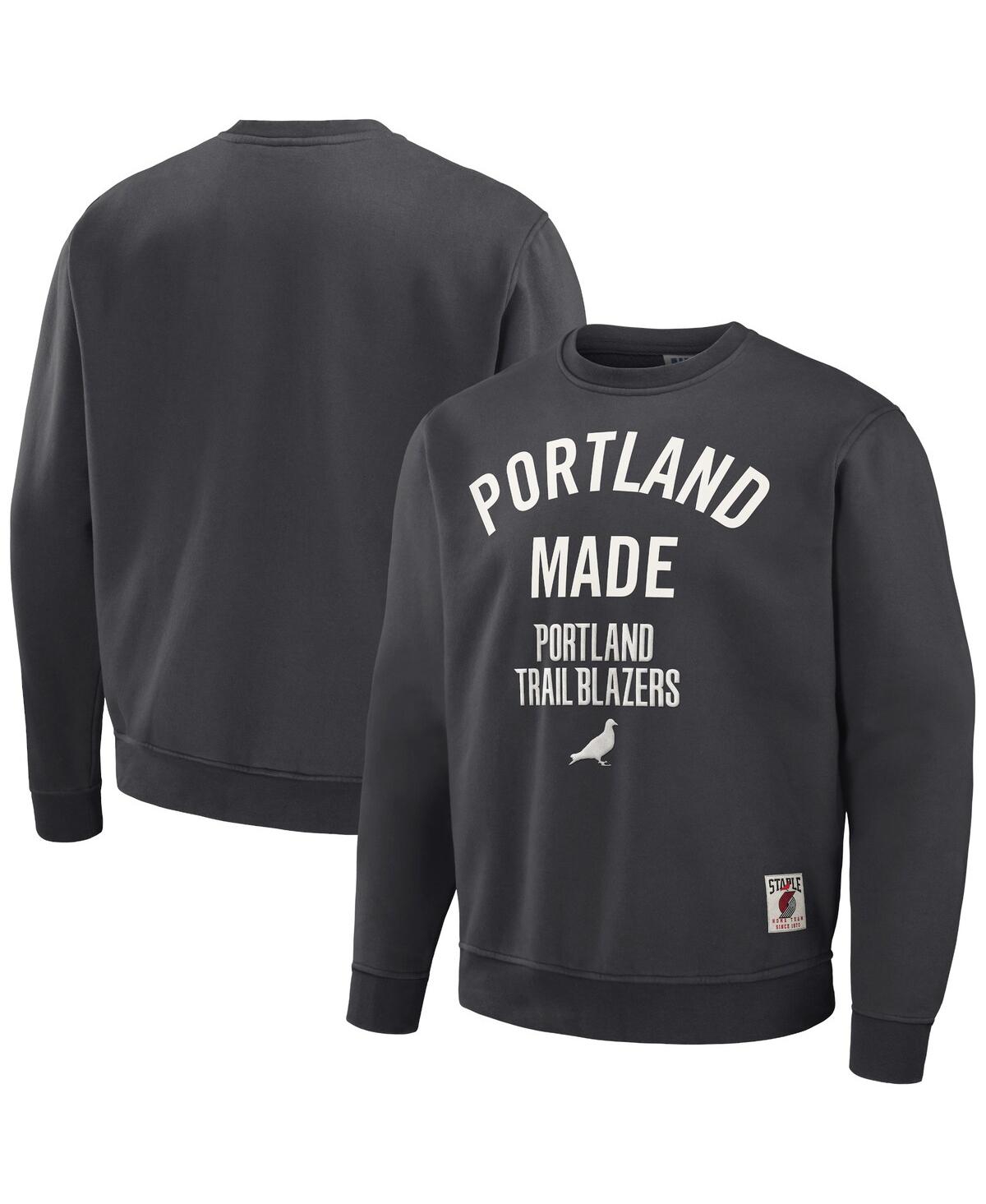 Shop Staple Men's Nba X  Anthracite Portland Trail Blazers Plush Pullover Sweatshirt