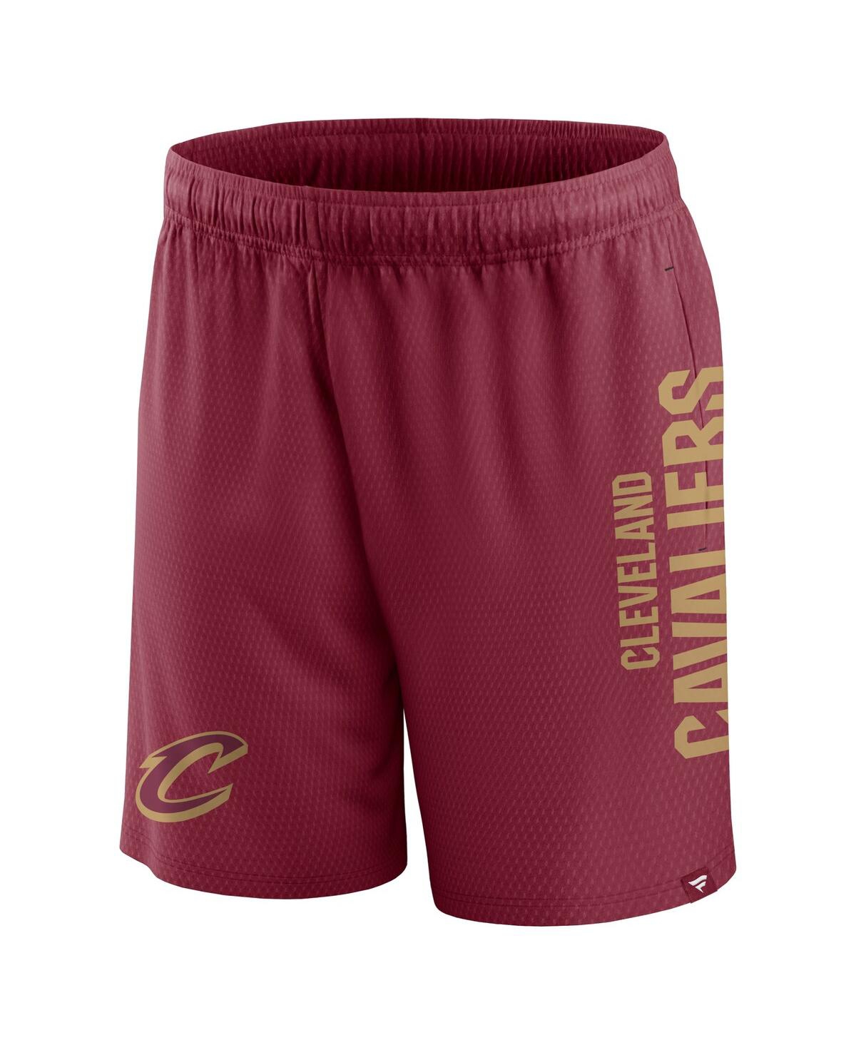 Shop Fanatics Men's  Wine Cleveland Cavaliers Post Up Mesh Shorts