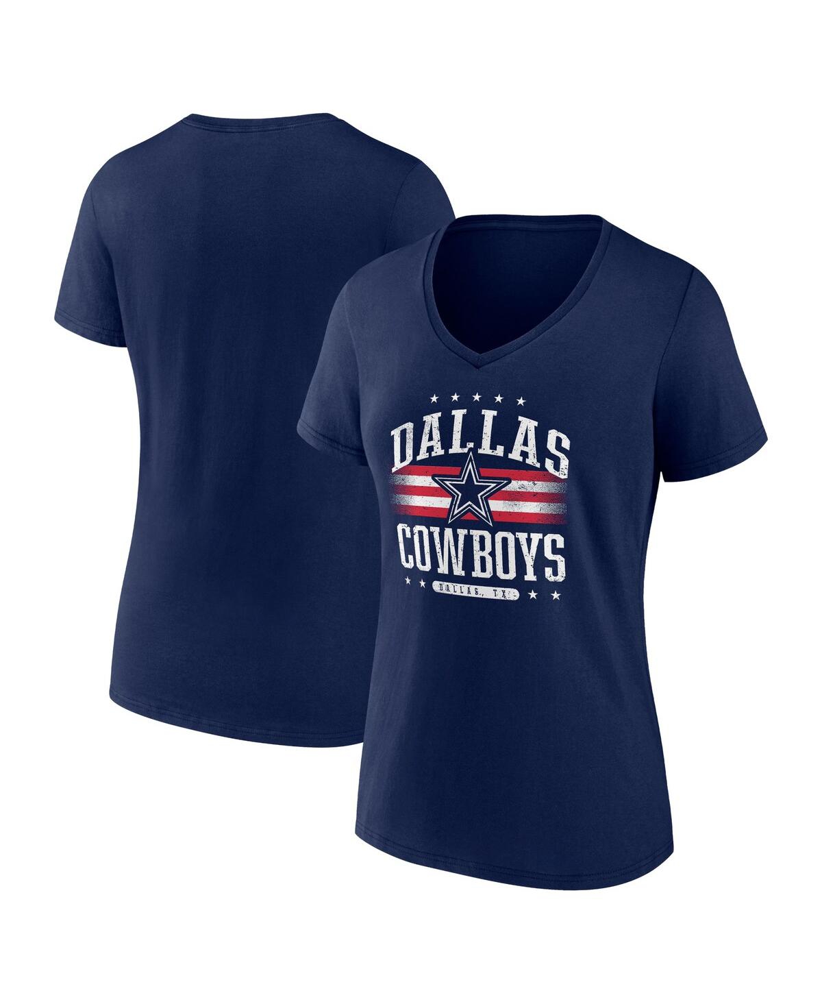 Shop Fanatics Women's  Navy Distressed Dallas Cowboys Americana V-neck T-shirt