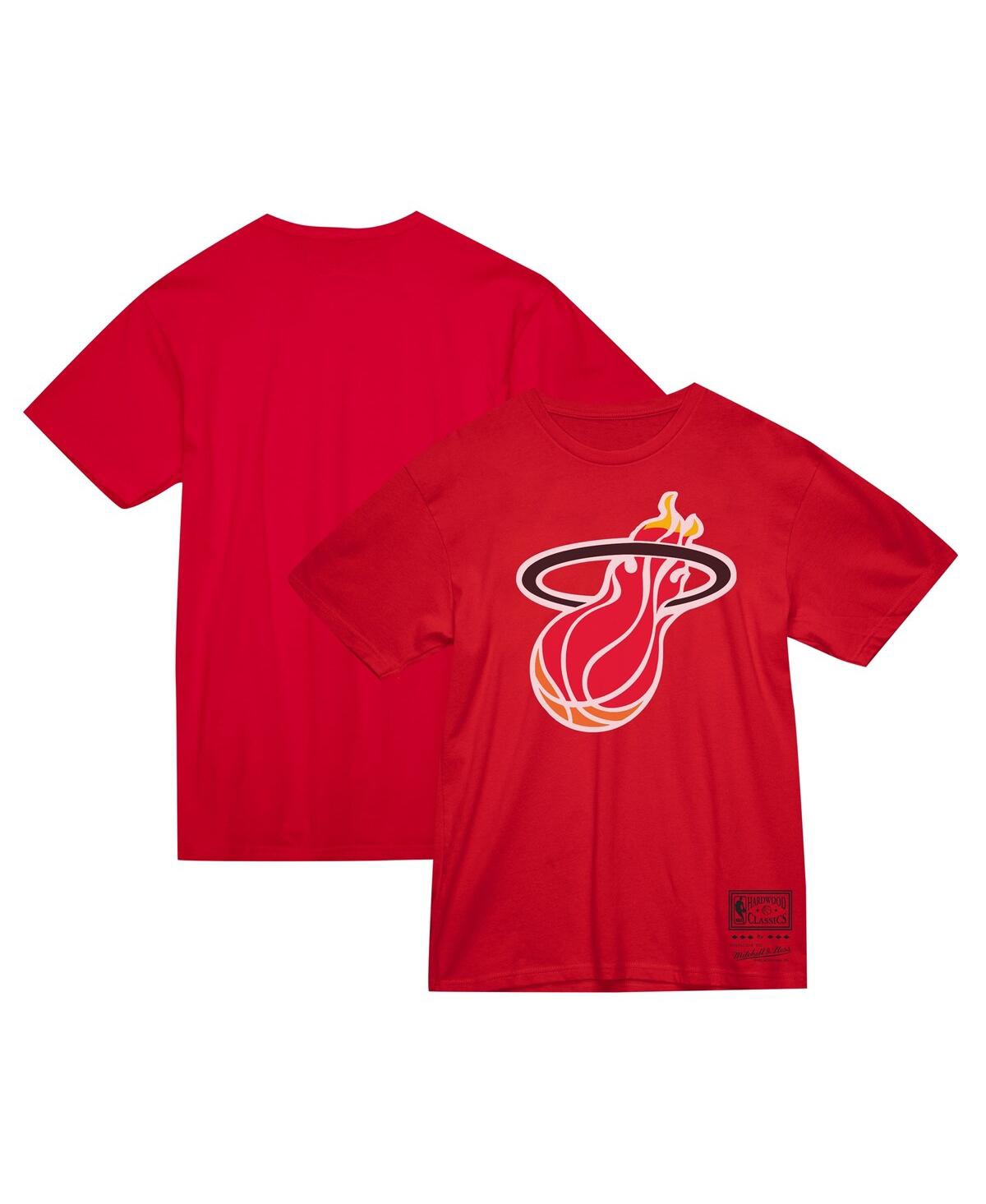 Shop Mitchell & Ness Men's And Women's  Red Miami Heat Hardwood Classics Mvp Throwback Logo T-shirt