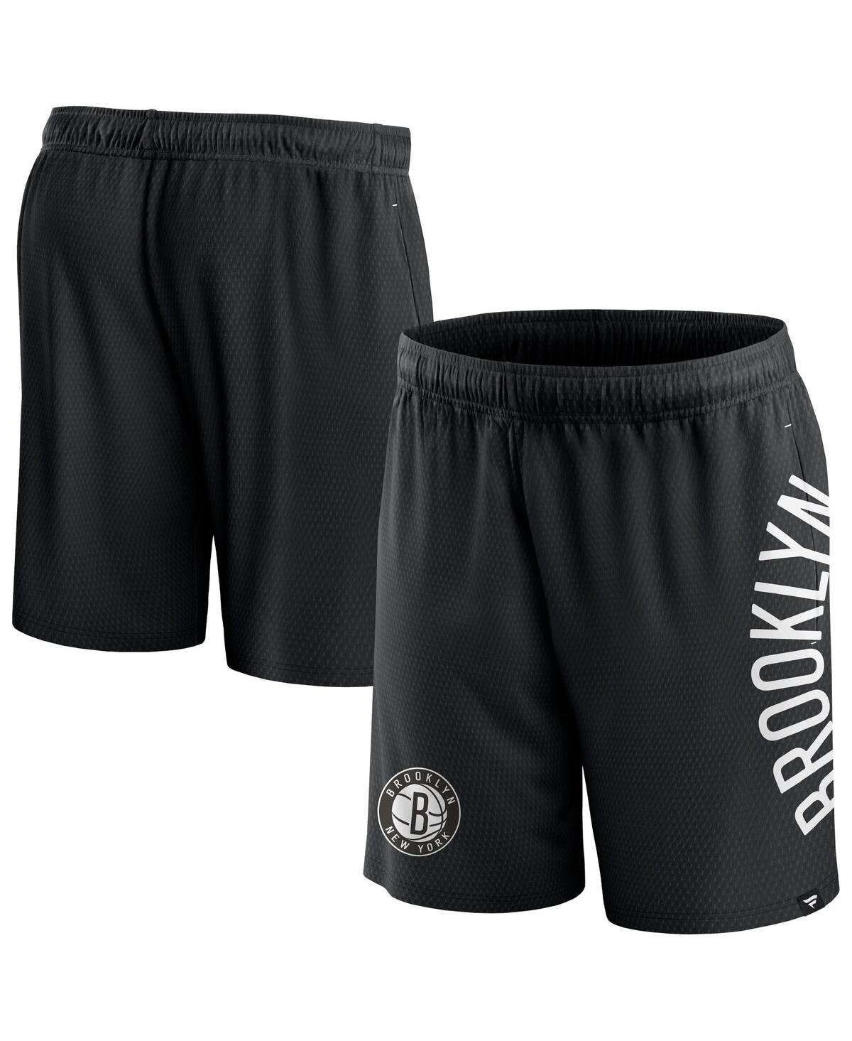 Shop Fanatics Men's  Black Brooklyn Nets Post Up Mesh Shorts