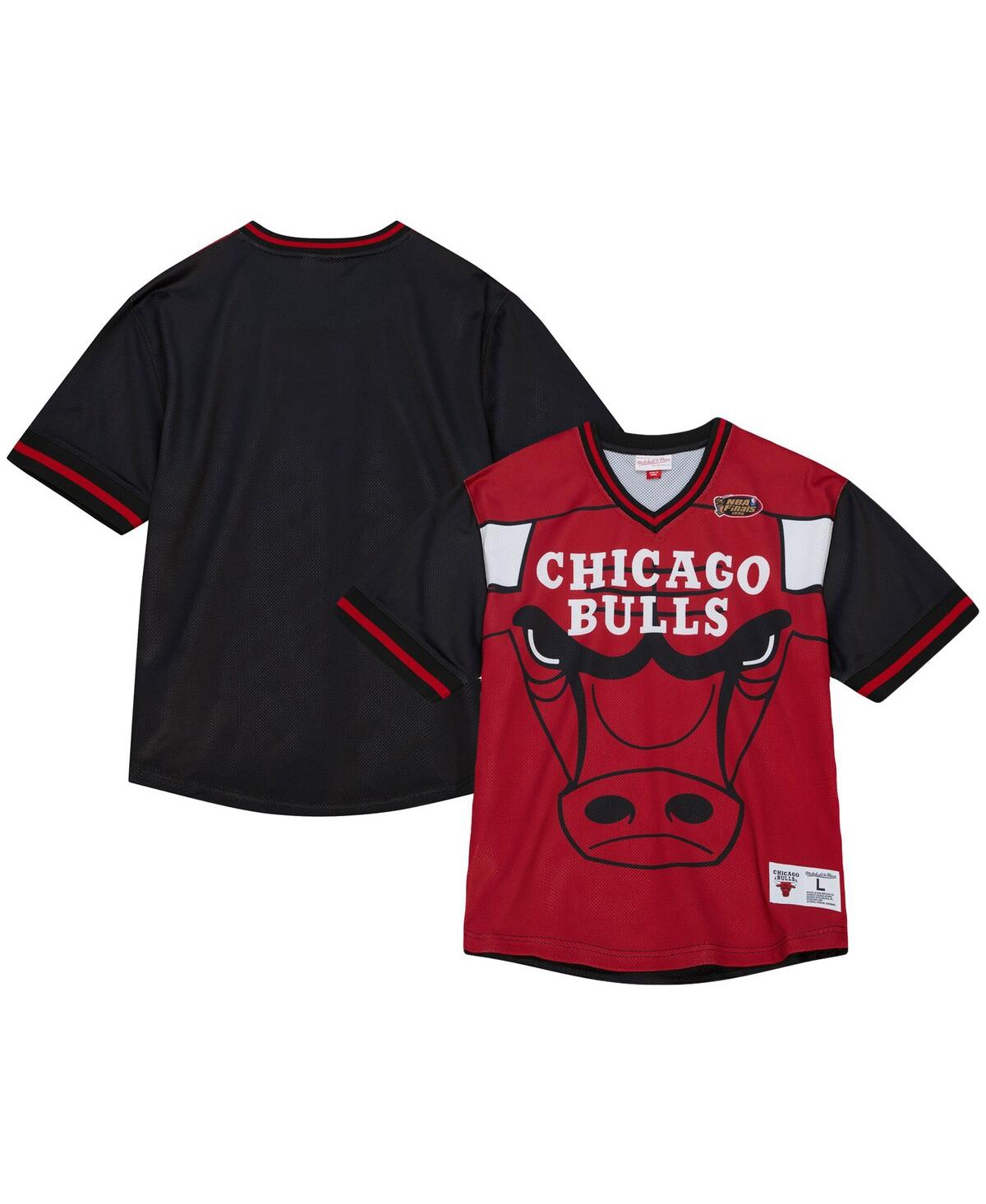 Mitchell & Ness Men's  Red Chicago Bulls Jumbotron 3.0 Mesh V-neck T-shirt In Red