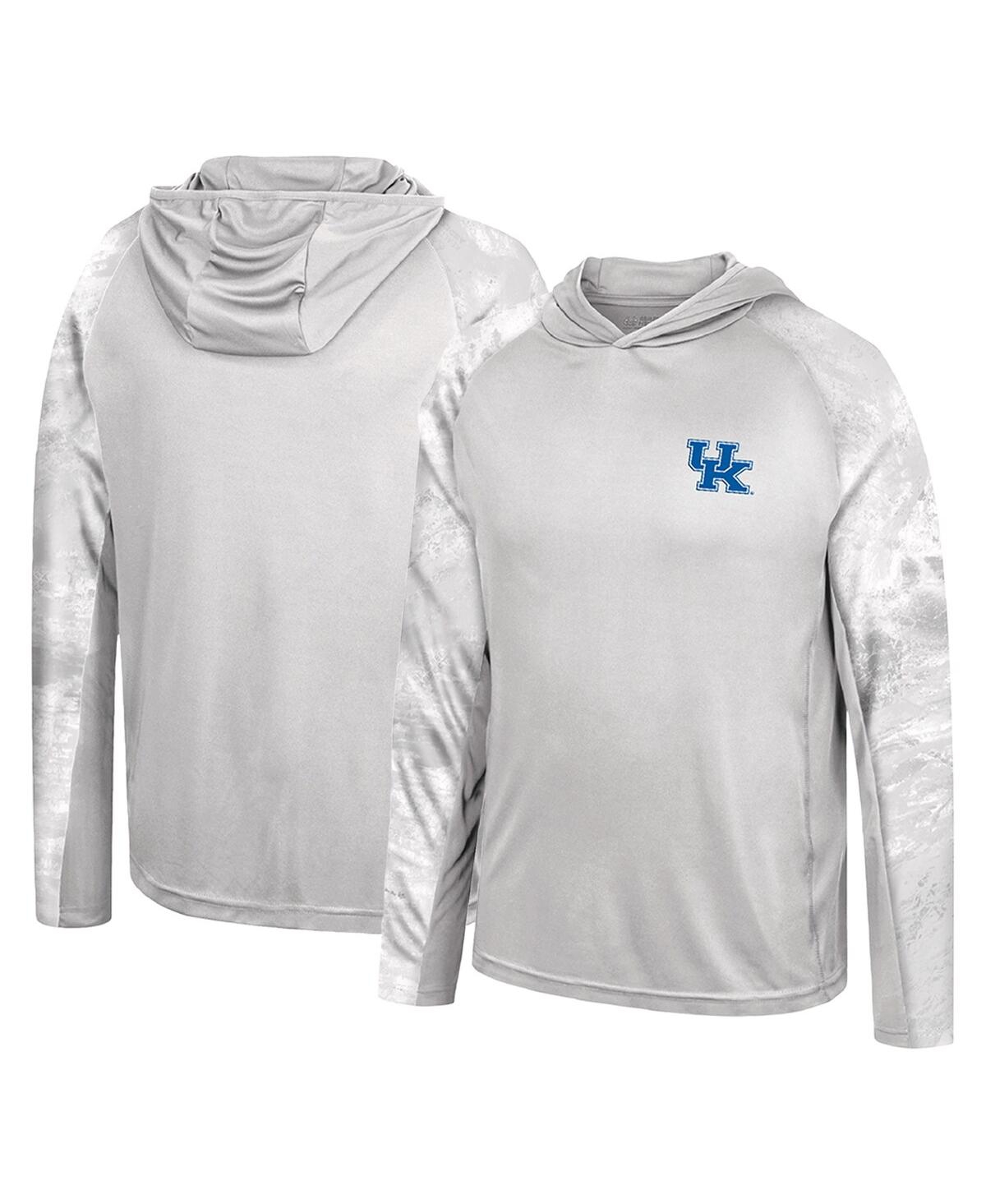 Colosseum Men's  Gray, Realtree Camo Kentucky Wildcats Gulf Stream Raglan Long Sleeve Hooded T-shirt In Gray,realtree Camo