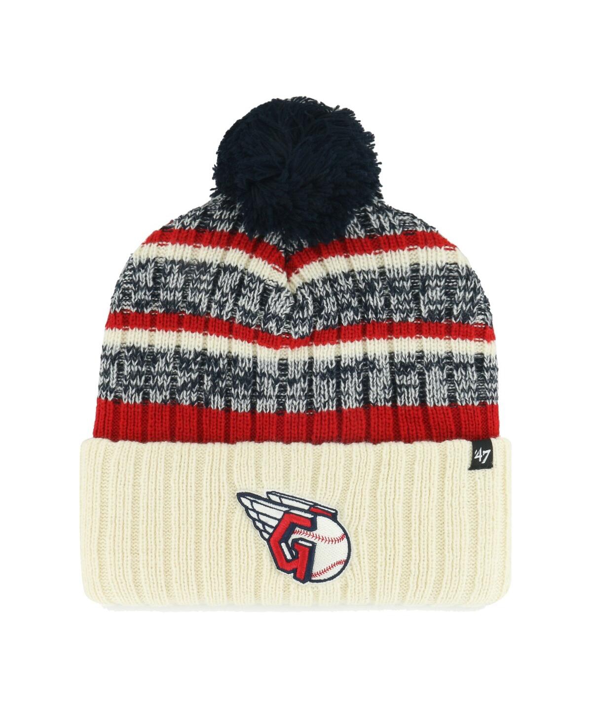 47 Brand Men's ' Natural Cleveland Guardians Tavern Cuffed Knit Hat With Pom