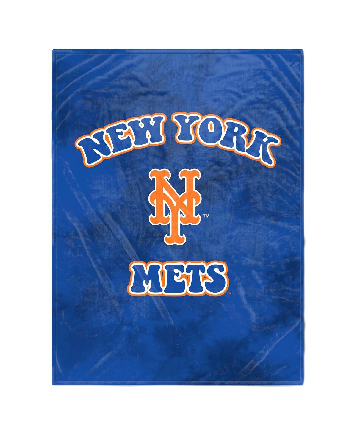 Pegasus Home Fashions New York Mets 60'' X 80'' Bubble Tie-dye Flannel Sherpa Blanket In Blue