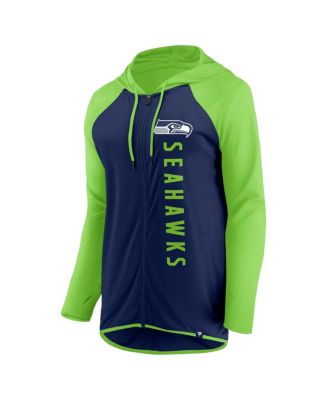 Women's College Navy, Neon Green Seattle Seahawks Forever Fan Full-Zip Hoodie