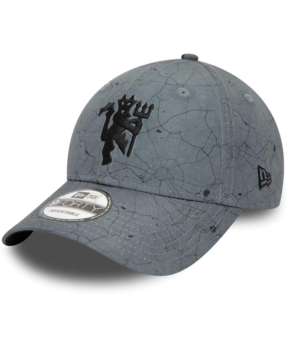 Shop New Era Men's  Gray Manchester United City Print 9forty Adjustable Hat