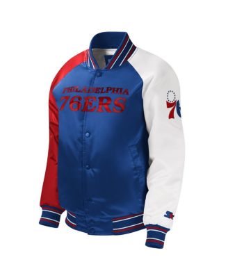Big Boys Royal Philadelphia 76ers Raglan Full-Snap Varsity Jacket