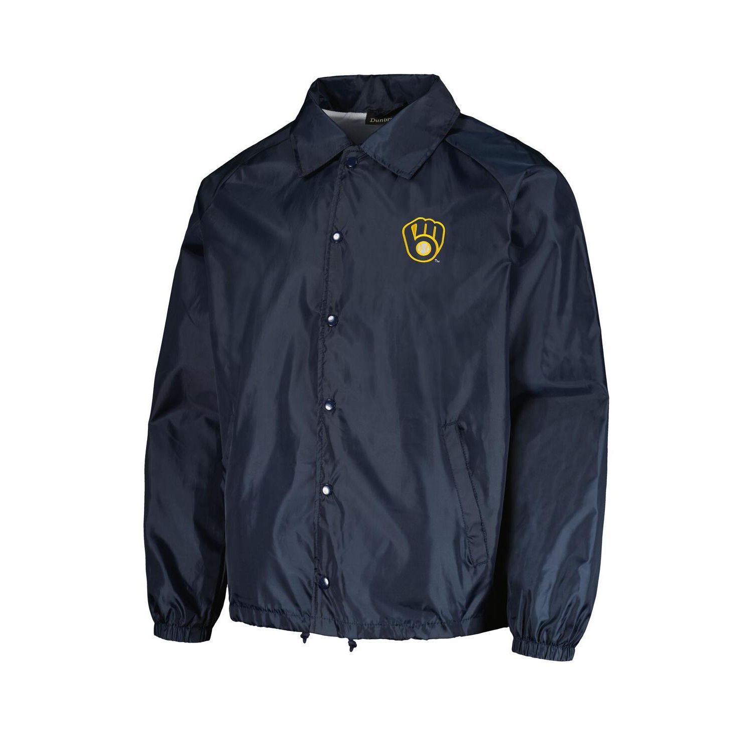 Men's Navy Milwaukee Brewers Coach's Raglan Full-Snap Windbreaker Jacket