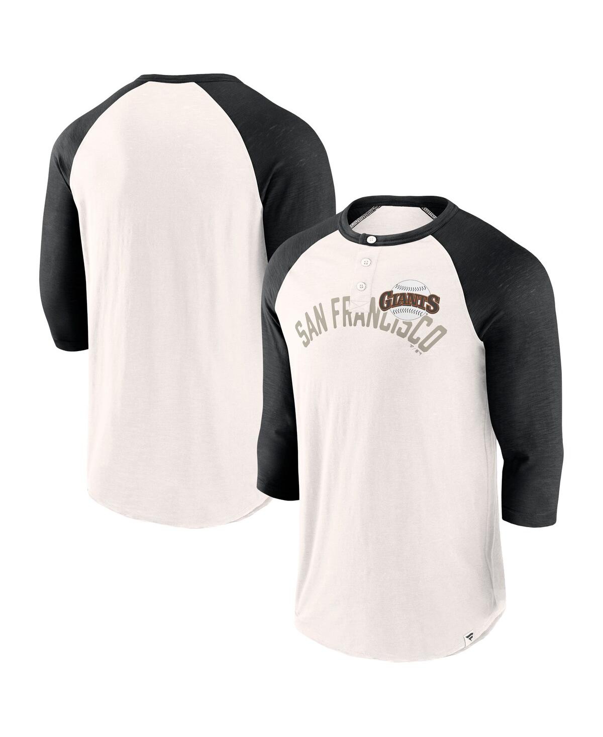 Shop Fanatics Men's  White, Black San Francisco Giants Backdoor Slider Raglan 3/4-sleeve T-shirt In White,black