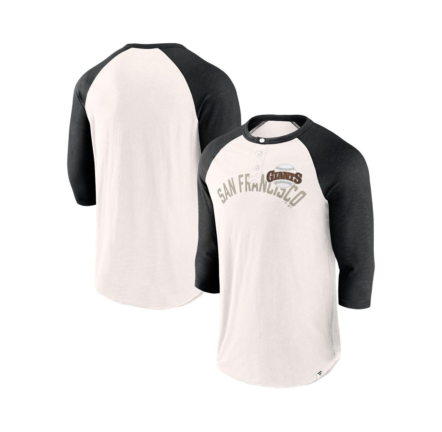 Men's White, Black San Francisco Giants Backdoor Slider Raglan 3/4-Sleeve T-shirt