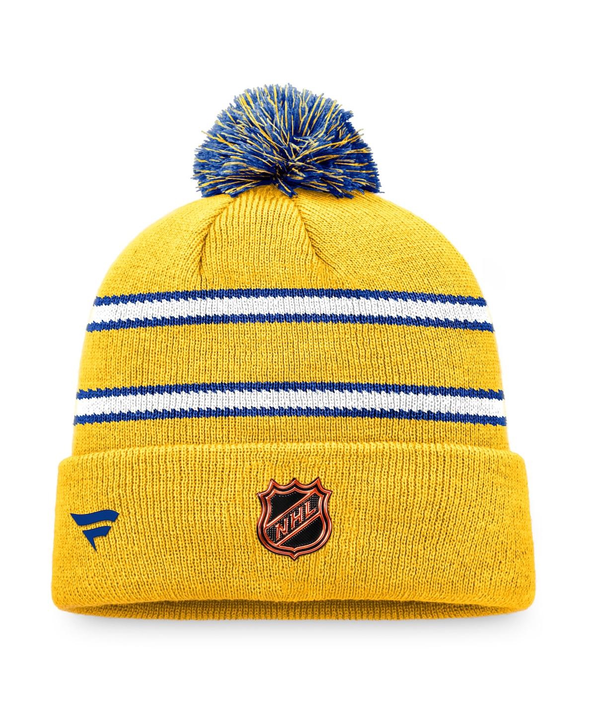 Shop Fanatics Men's  Blue St. Louis Blues Special Edition 2.0 Cuffed Knit Hat With Pom In Gold