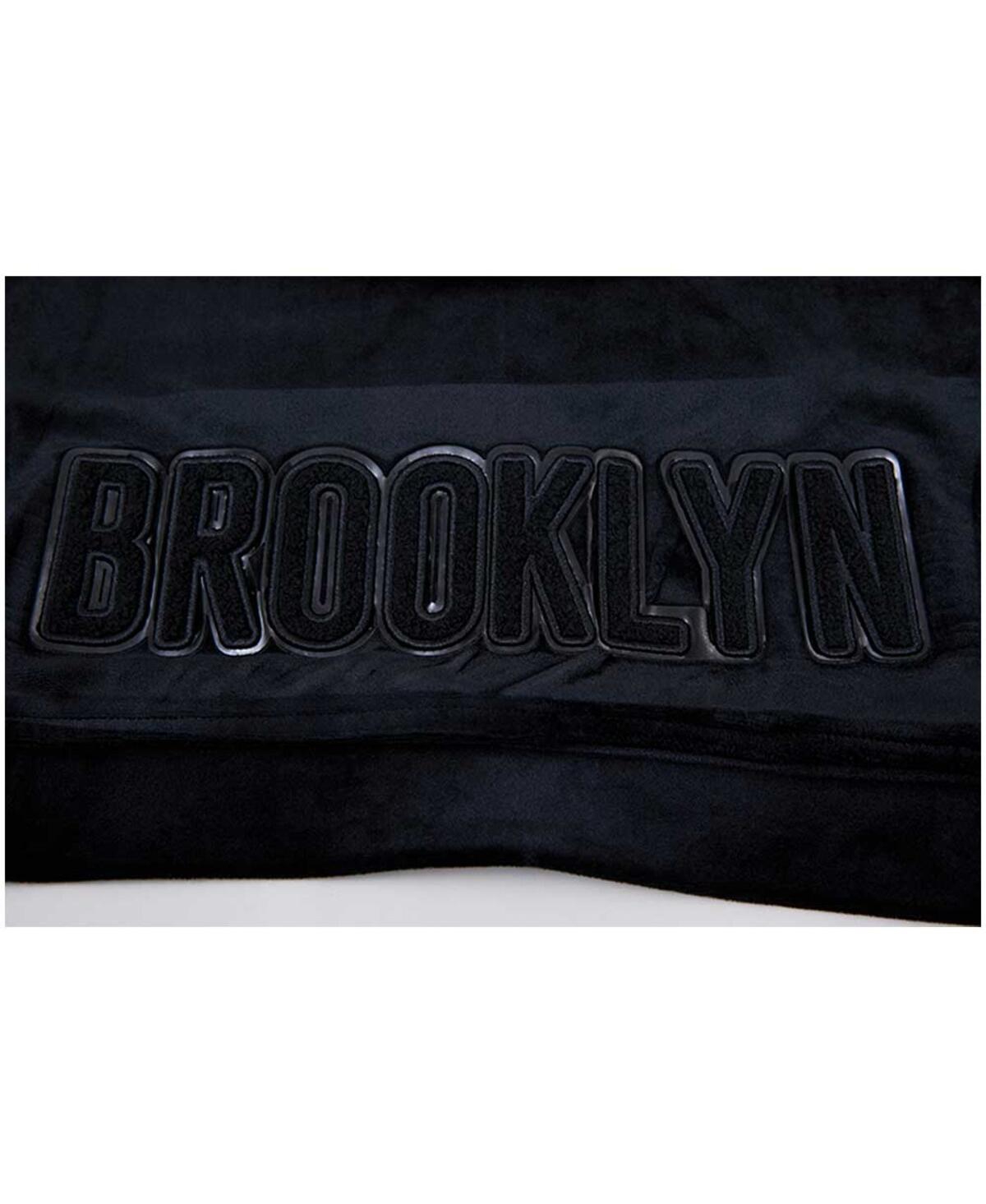 Shop Pro Standard Women's  Brooklyn Nets Triple Black Velour Full-zip Hoodie