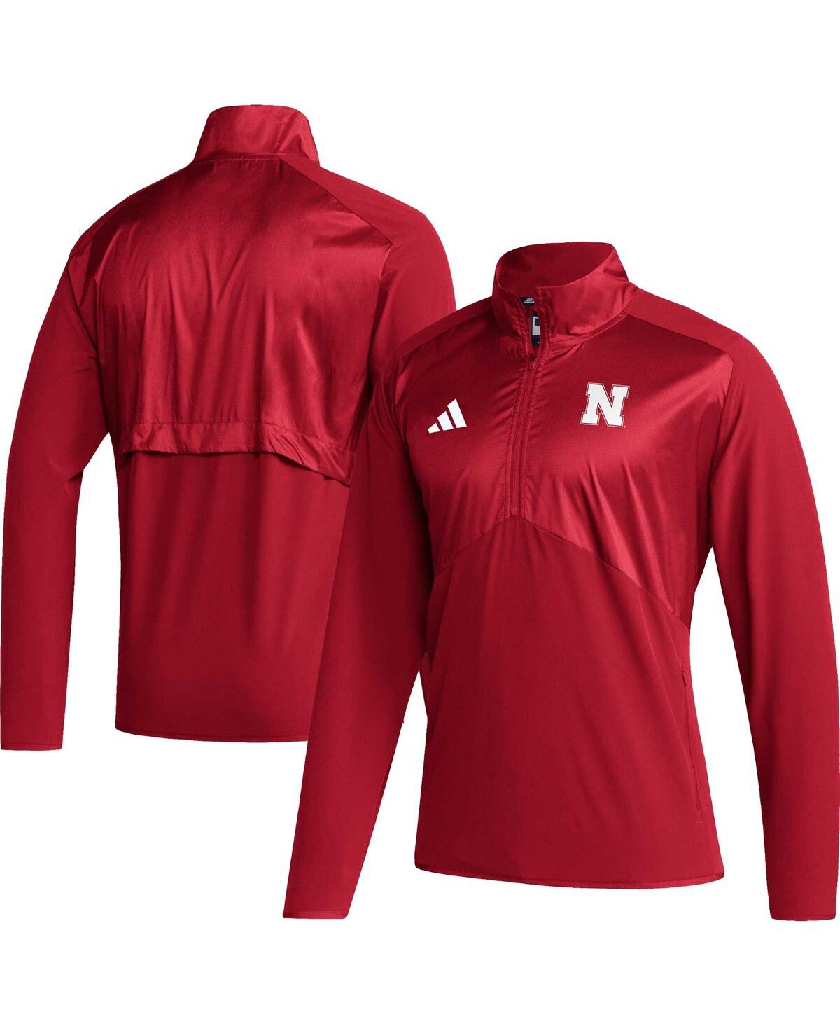 Adidas Originals Men's Adidas Scarlet Nebraska Huskers Sideline Aeroready Raglan Sleeve Quarter-zip Jacket