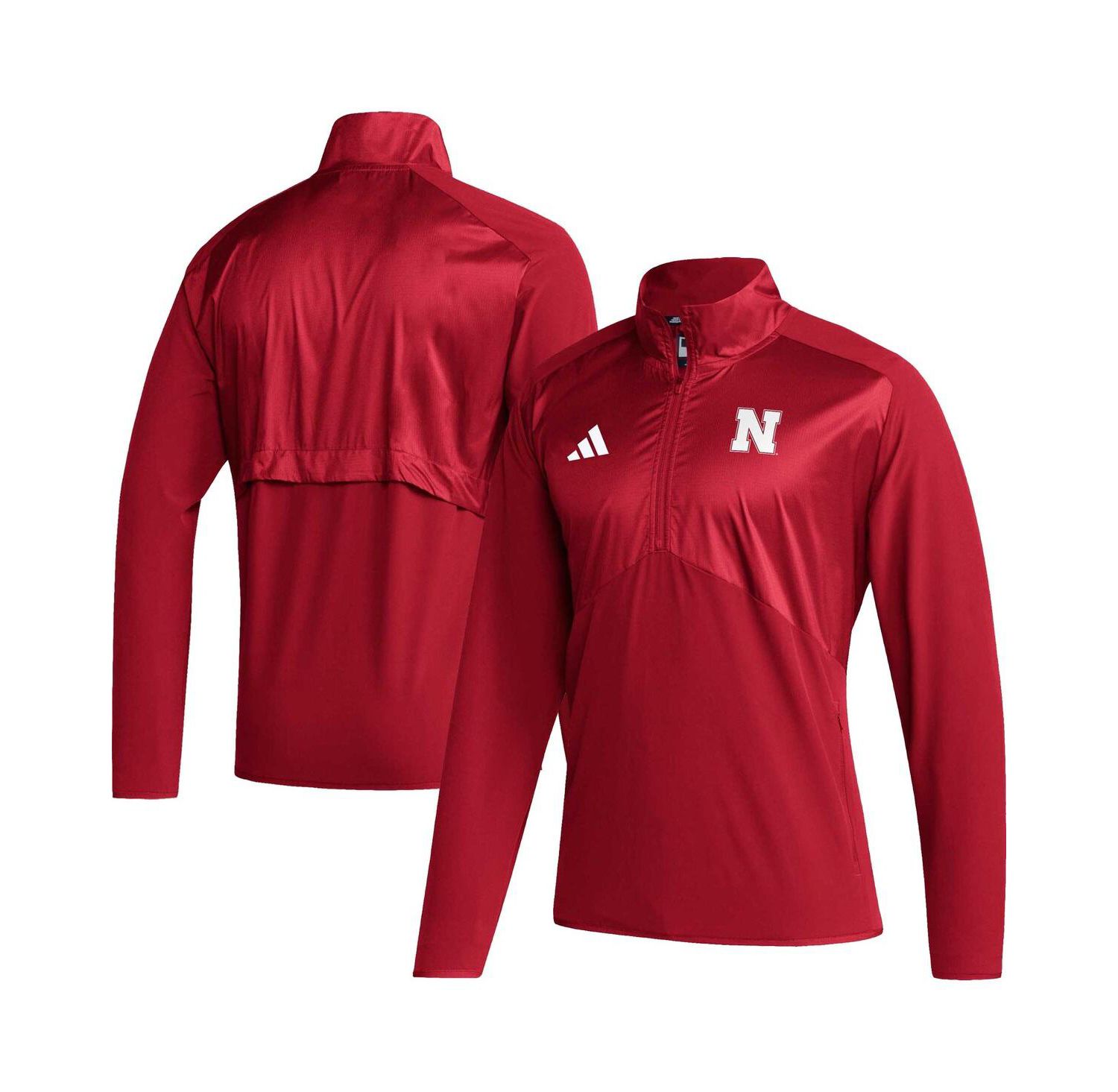 Men's Scarlet Nebraska Huskers Sideline AEROREADY Raglan Sleeve Quarter-Zip Jacket