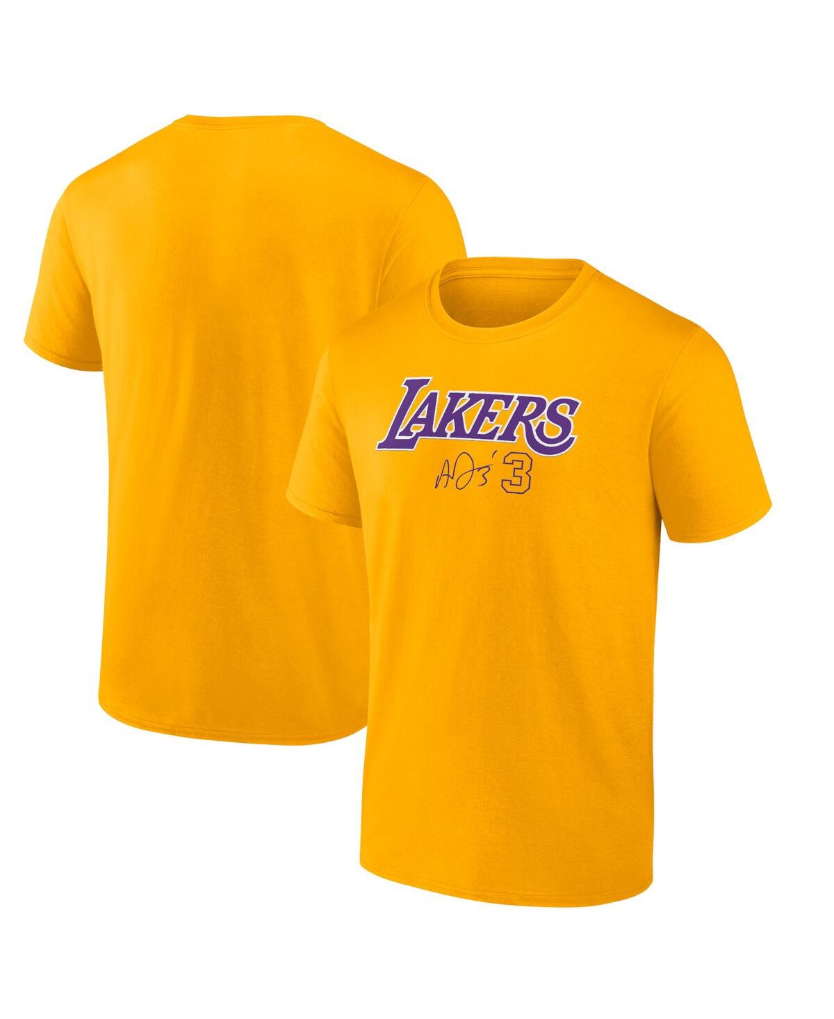 Shop Fanatics Men's  Anthony Davis Gold Los Angeles Lakers Name And Number T-shirt