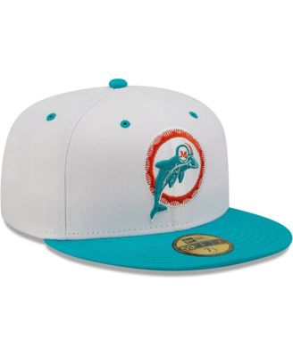 Men's White, Aqua Miami Dolphins Flipside 2Tone 59FIFTY Fitted Hat