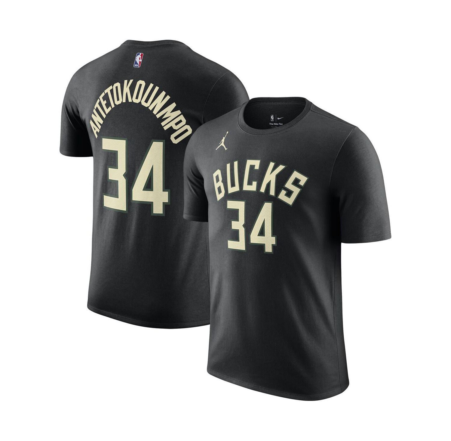 Men's Giannis Antetokounmpo Black Milwaukee Bucks 2022/23 Statement Edition Name and Number T-shirt