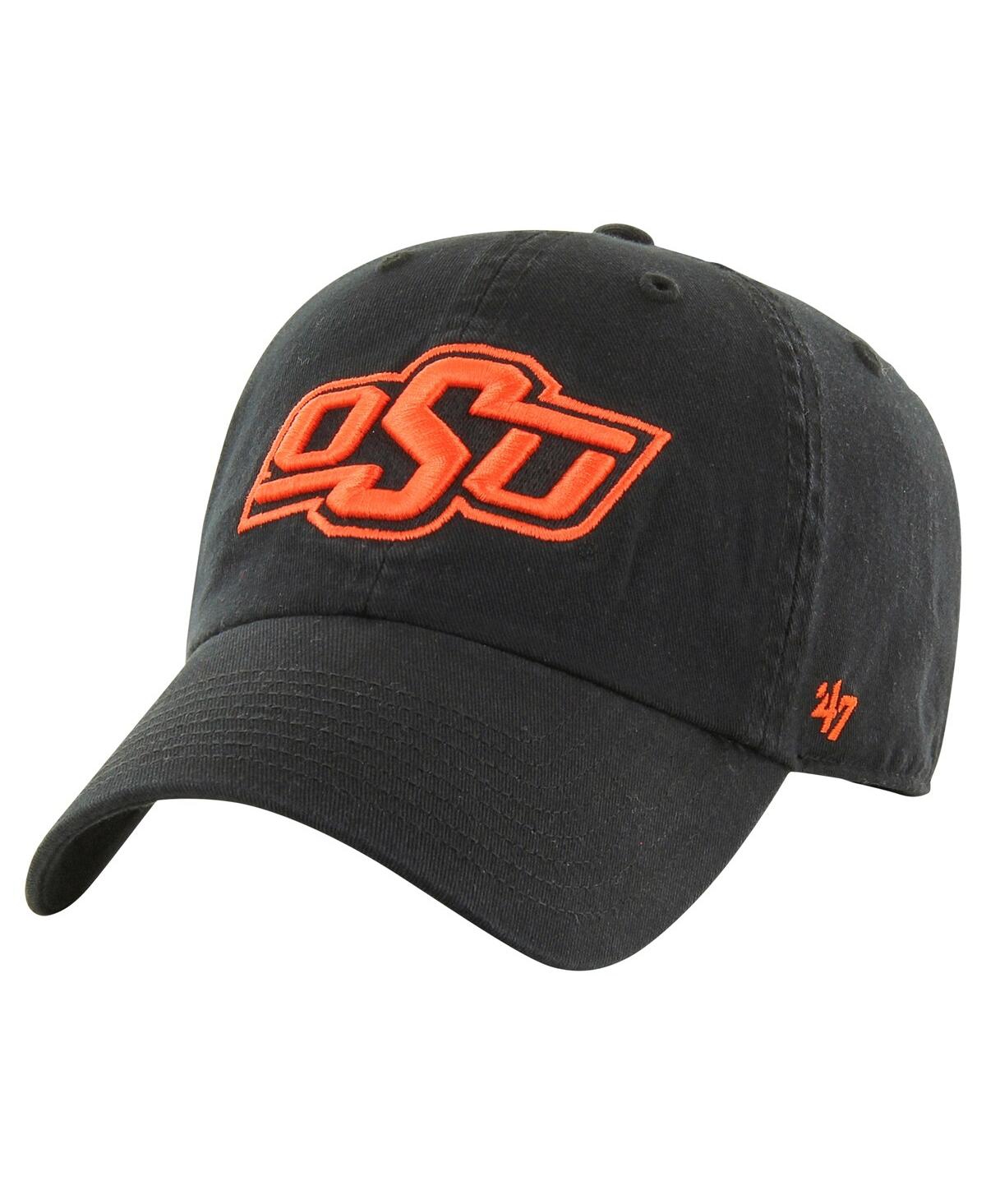 47 Brand Men's ' Black Distressed Oklahoma State Cowboys Vintage-like Clean Up Adjustable Hat