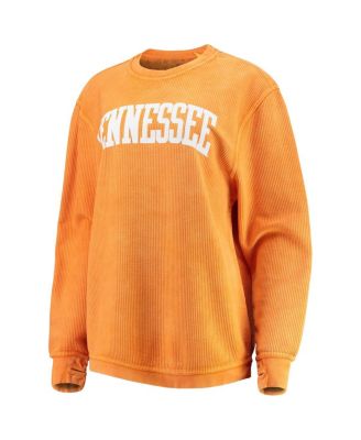 Women's Tennessee Orange Distressed Tennessee Volunteers Comfy Cord Vintage-Like Wash Basic Arch Pullover Sweatshirt