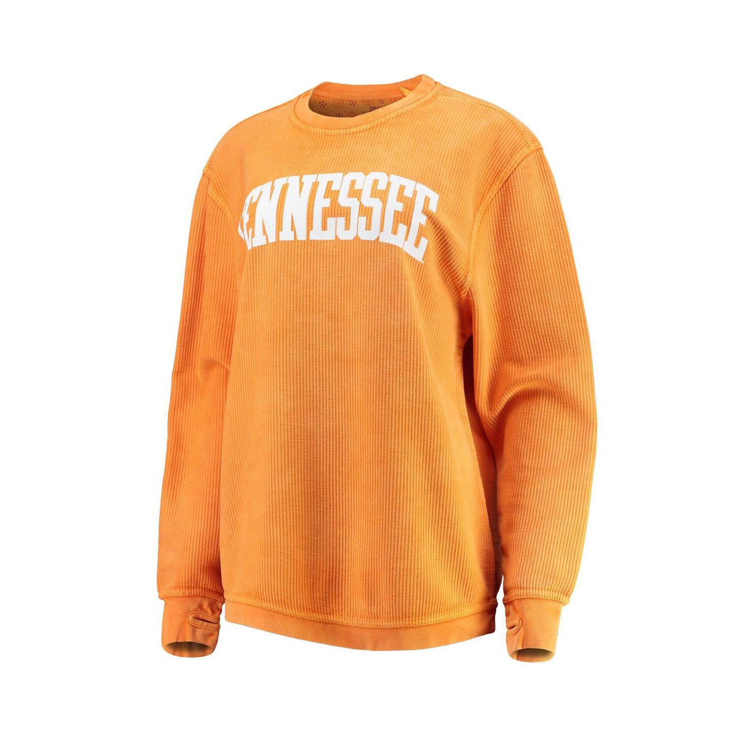 Women's Tennessee Orange Distressed Tennessee Volunteers Comfy Cord Vintage-Like Wash Basic Arch Pullover Sweatshirt
