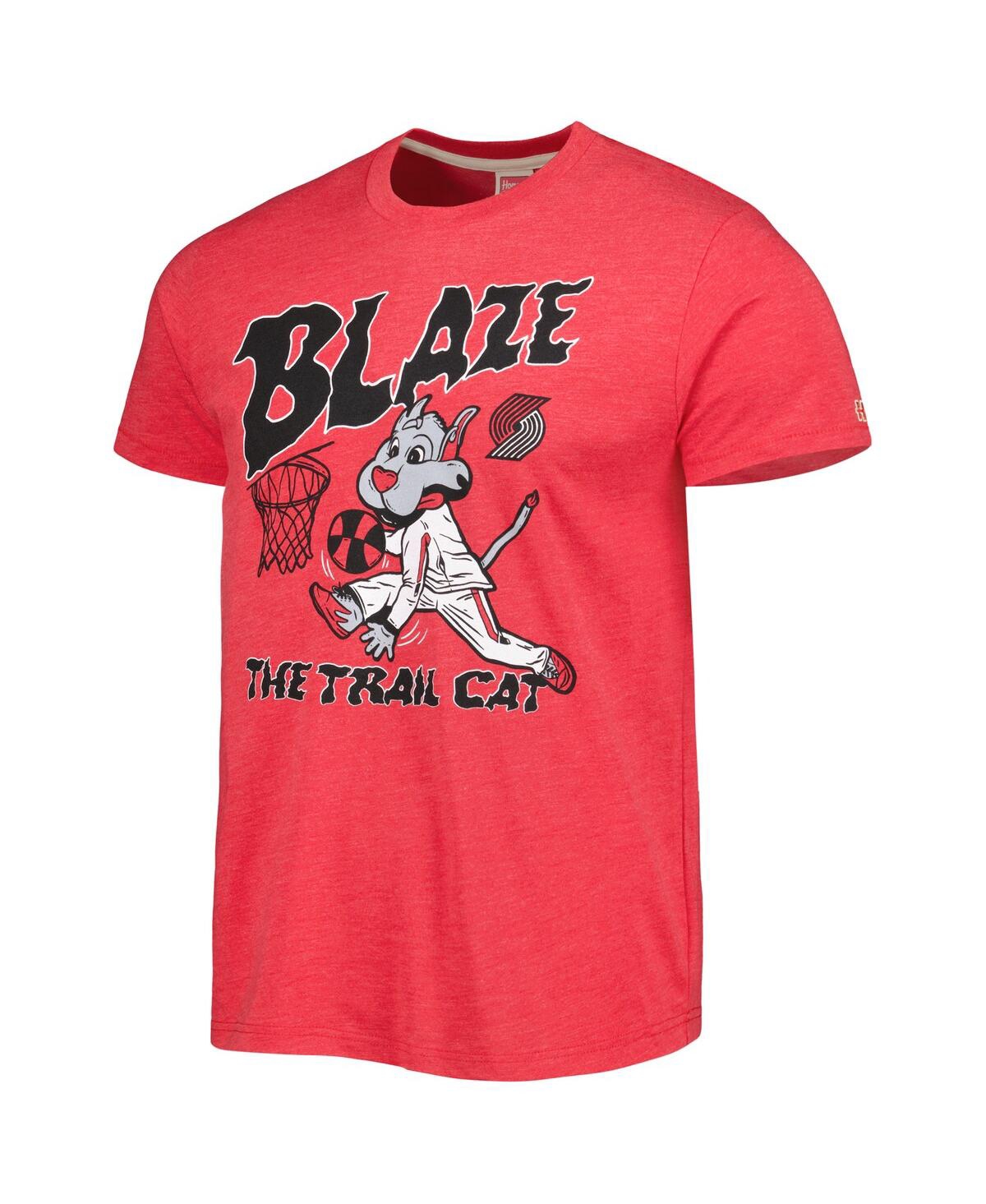 Shop Homage Men's And Women's  Red Portland Trail Blazers Team Mascot Tri-blend T-shirt