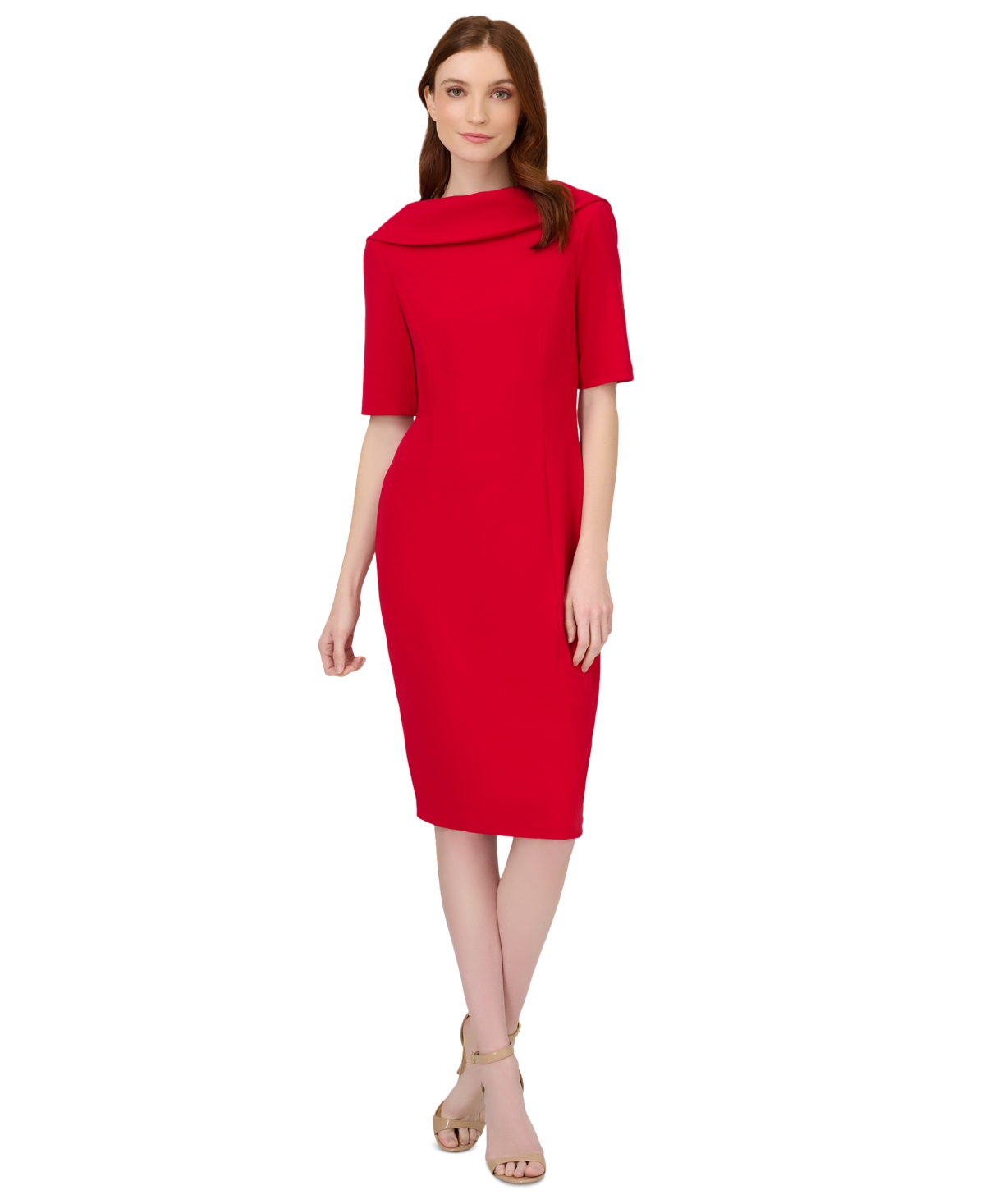 Shop Adrianna Papell Women's Short-sleeve Sheath Dress In Red