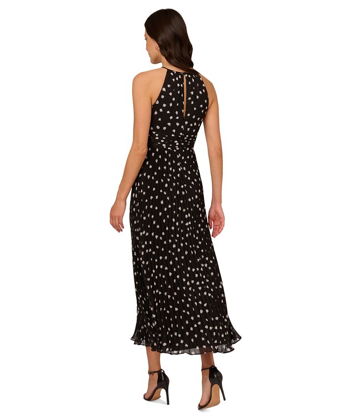 Adrianna Papell Women's Polka Dot Fit And Flare Dress - Sleeveless Crew Neck With Flounce Skirt
