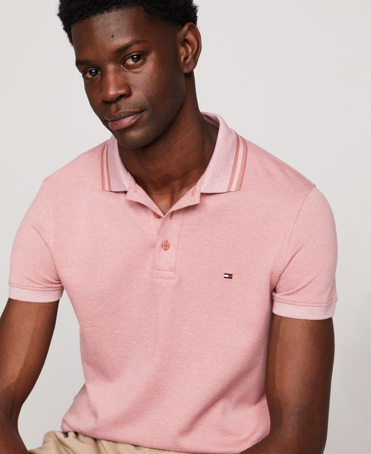 Tommy Hilfiger Men's Pretwist Mouline Slim Fit Short Sleeve Polo Shirt