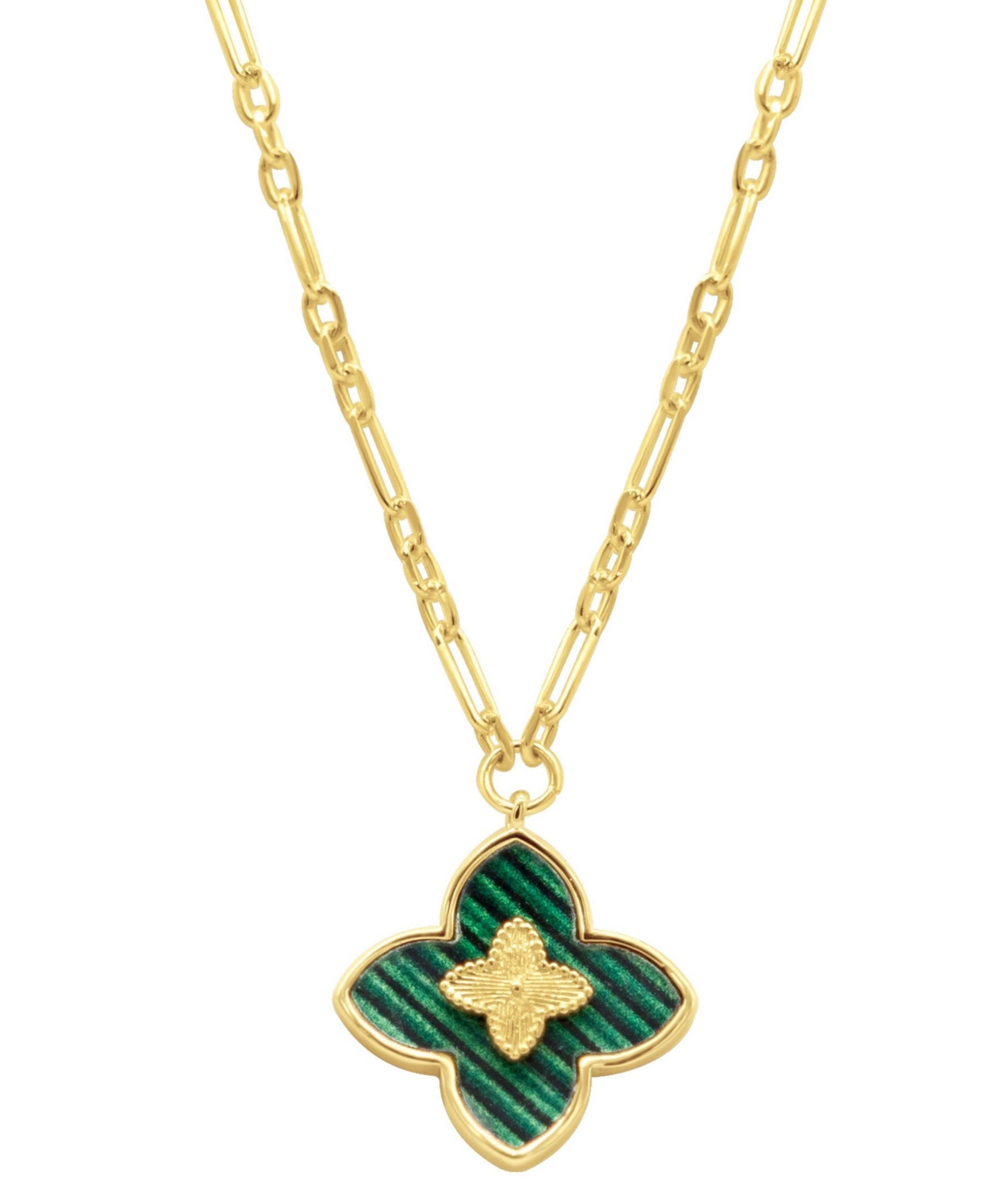 Shop Adornia 14k Gold-plated Green Inlay Clover Necklace