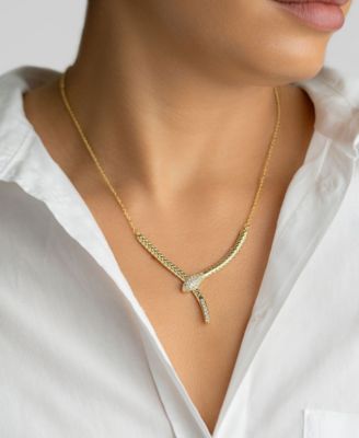 14K Gold-Plated Crystal Wrap Snake Necklace