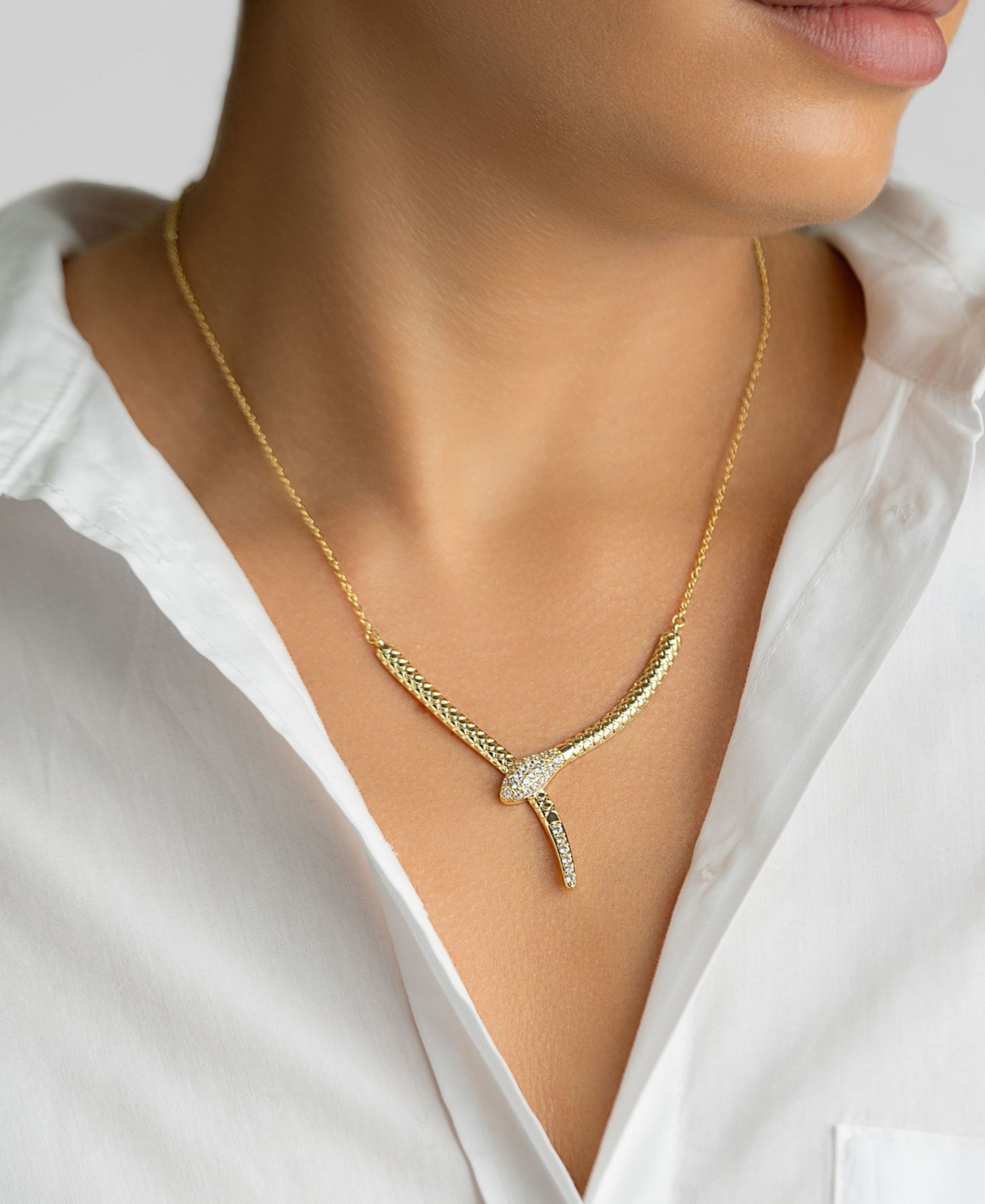Adornia 14K Gold-Plated Crystal Wrap Snake Necklace