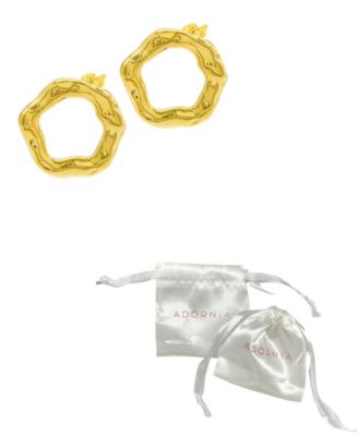 Tarnish Resistant 14K Gold-Plated Hammered Open Circle Earrings