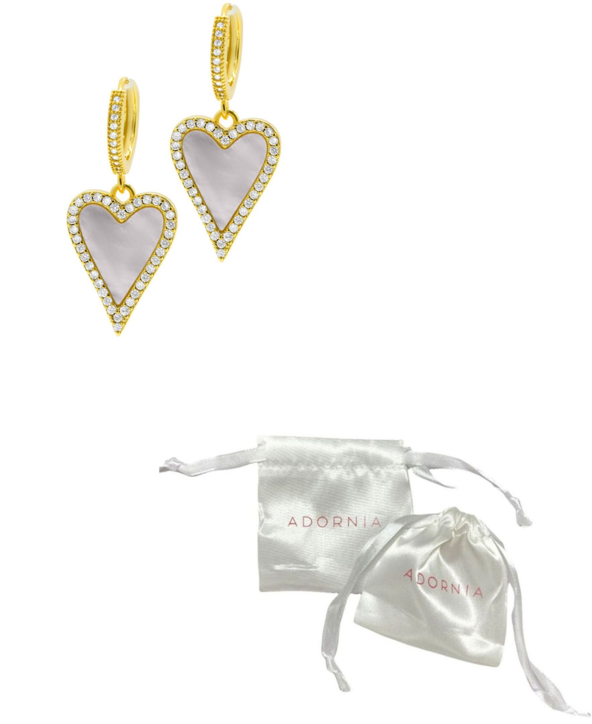 Shop Adornia 14k Gold-plated White Mother-of-pearl Crystal Halo Heart Drop Huggie Earrings