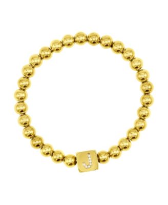 ADORNIA 14K Gold-Plated Initial Cube Stretch Bracelet