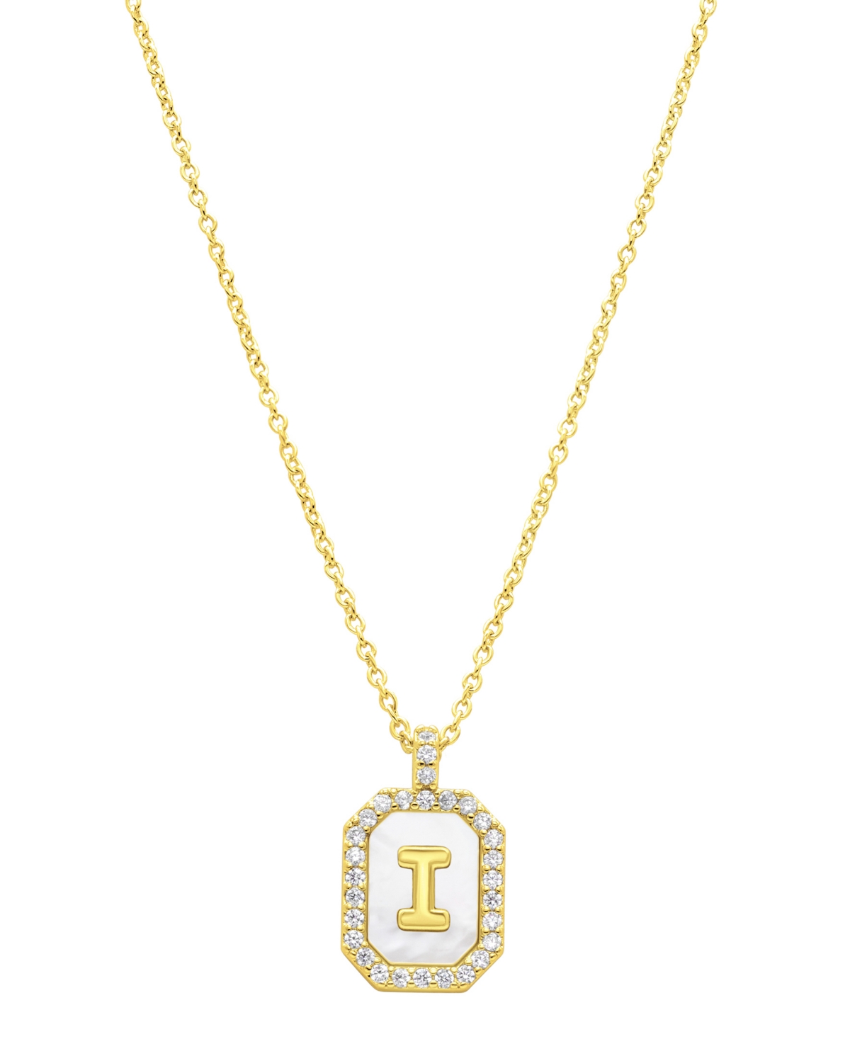 Adornia 14K Gold-Plated White Mother-of-Pearl Initial Tablet Necklace - White- I