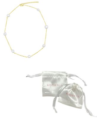 Tarnish Resistant 14K Gold-Plated Adjustable Station Cultured Freshwater Pearl Necklace