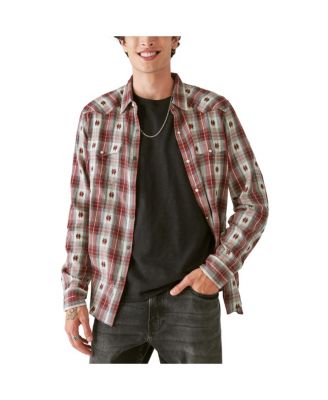 Lucky Brand - Men's Plaid Dobby Button-Down Western Shirt