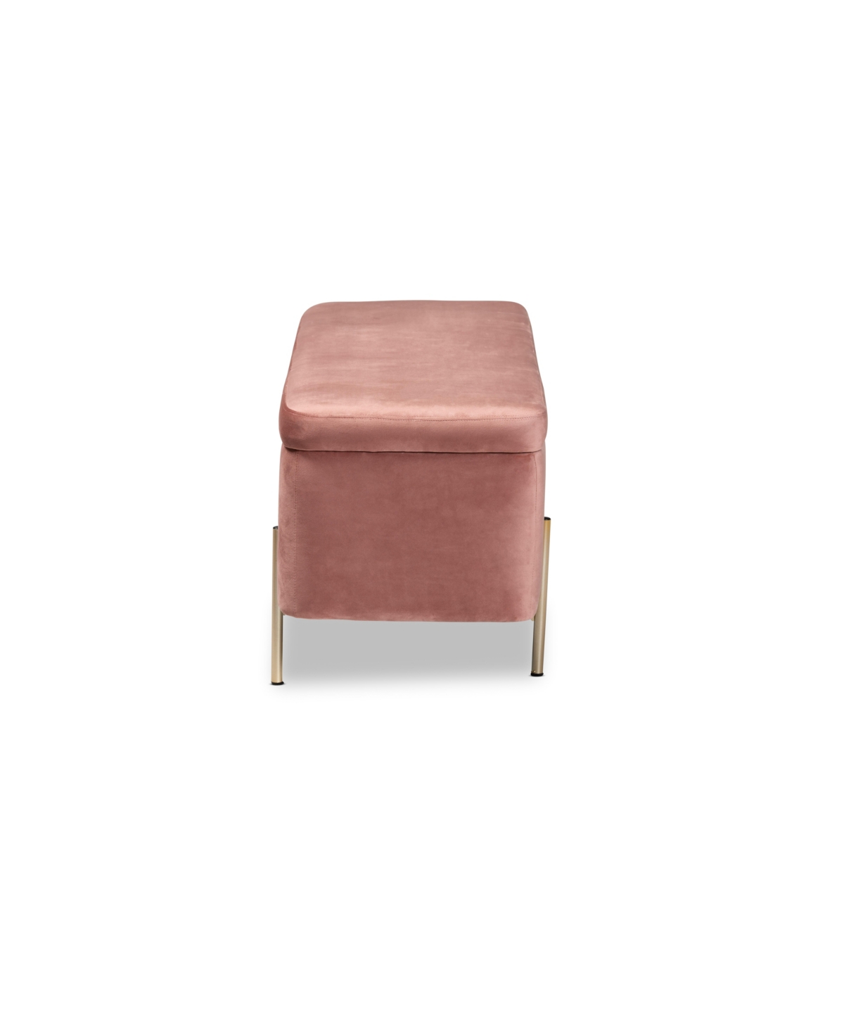 Baxton Studio Rockwell Contemporary Glam And Luxe Velvet Fabric Upholstered And Finished Metal Storage Bench In Blush Pink,gold