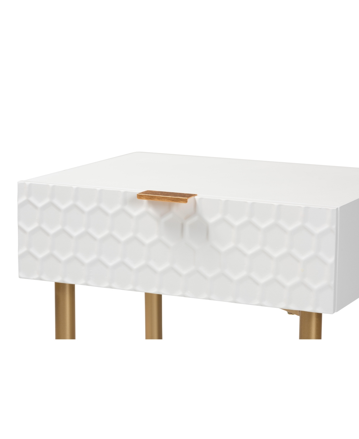 Shop Baxton Studio Marcin Contemporary Glam And Luxe Finished Wood And Metal 1-drawer Nightstand In White,gold