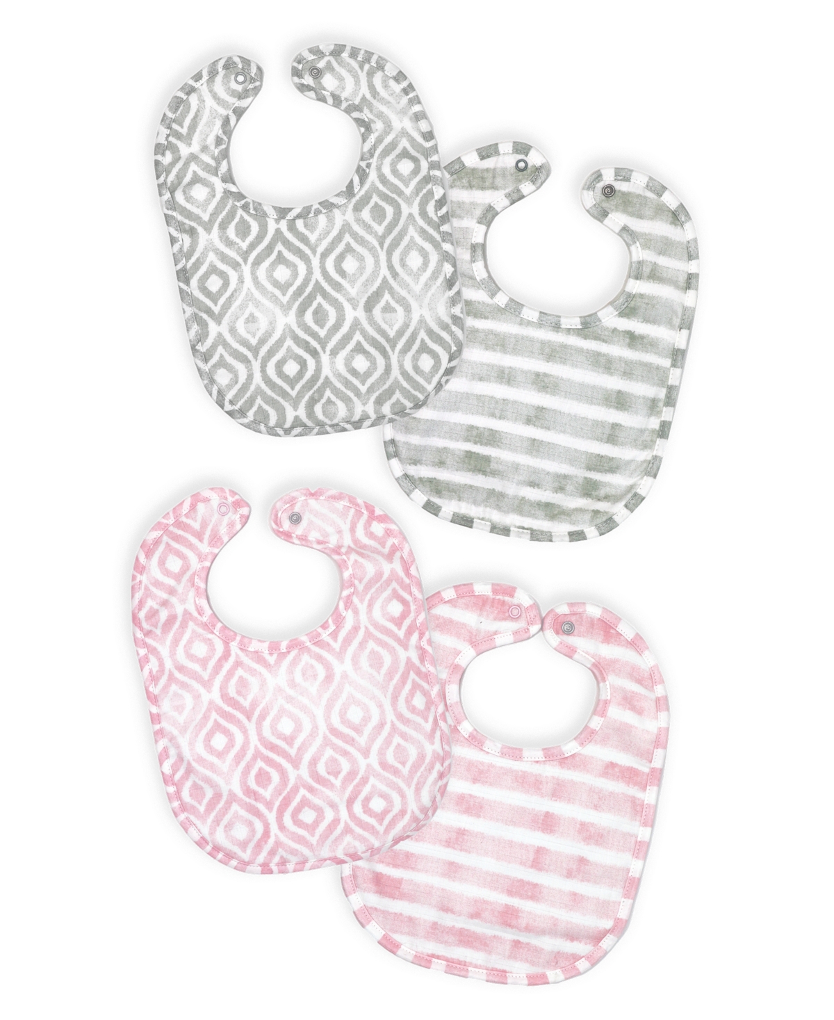 Shop Tendertyme Baby Girls Muslin Bibs, Pack Of 4 In Pink And Gray