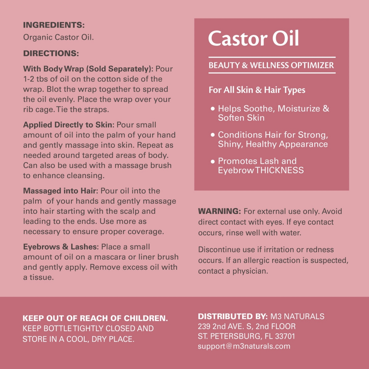 M3 Castor Oil 500mL | For Hair, Skin & Body Nourishment Naturals