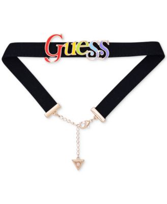 GUESS - Gold-Tone Rainbow Logo Choker Necklace,