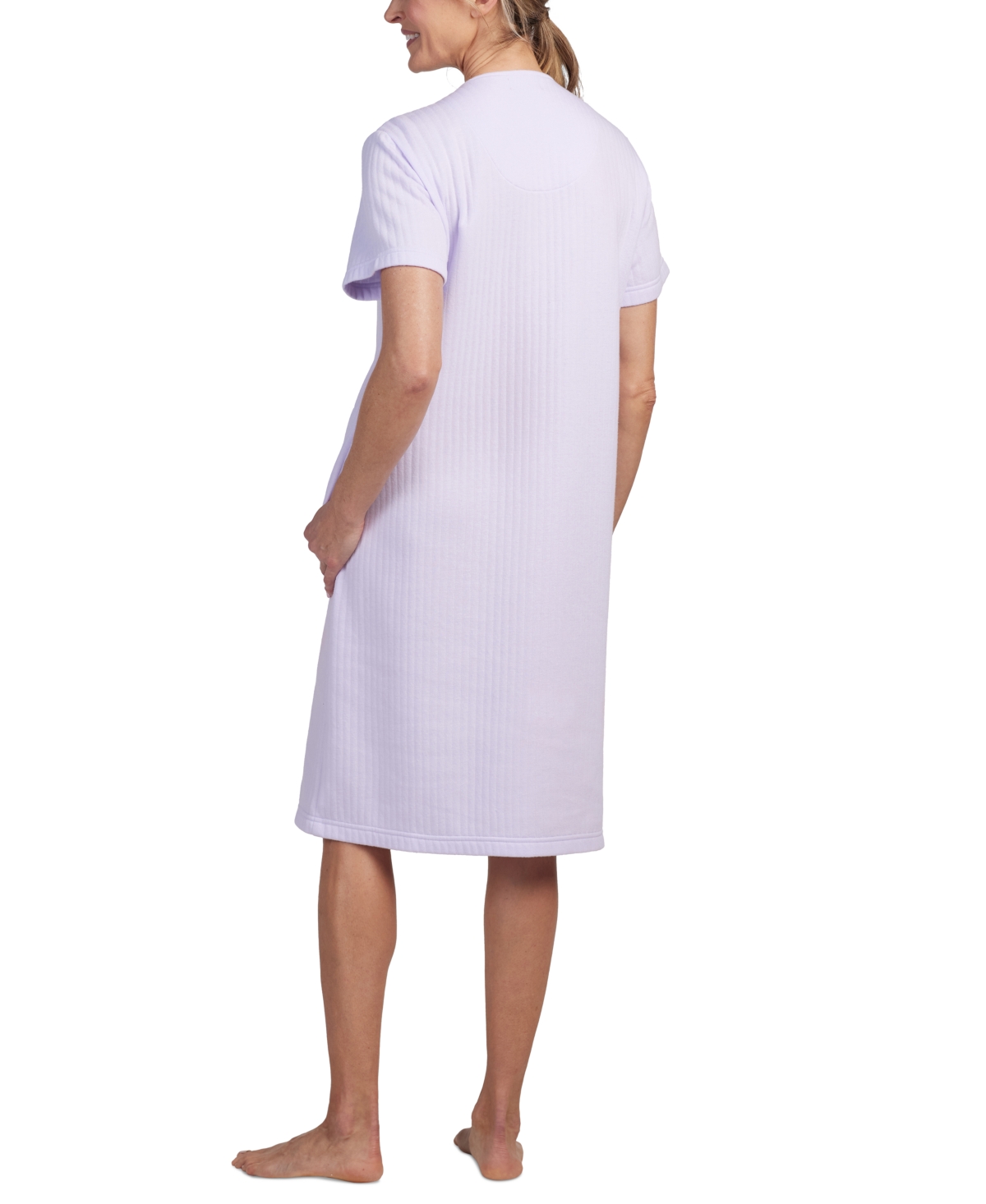 Miss Elaine Women's Embroidered Short-Sleeve Snap Robe