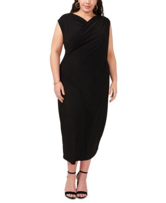 Vince Camuto - Plus Size Draped Cross-Neck Sleeveless Midi Dress